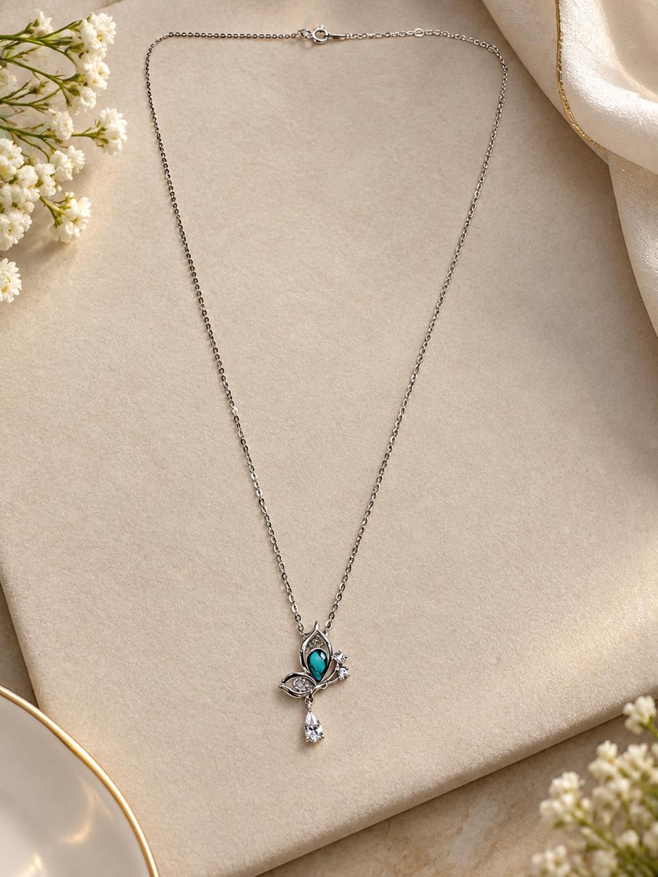 Turquoise Blue Butterfly Necklace