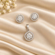 Halo Sparkle Pendant & Stud Earrings Set