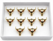 Gold Plated Bull Skull Brooch Pin