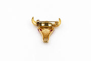 Gold Plated Bull Skull Brooch Pin