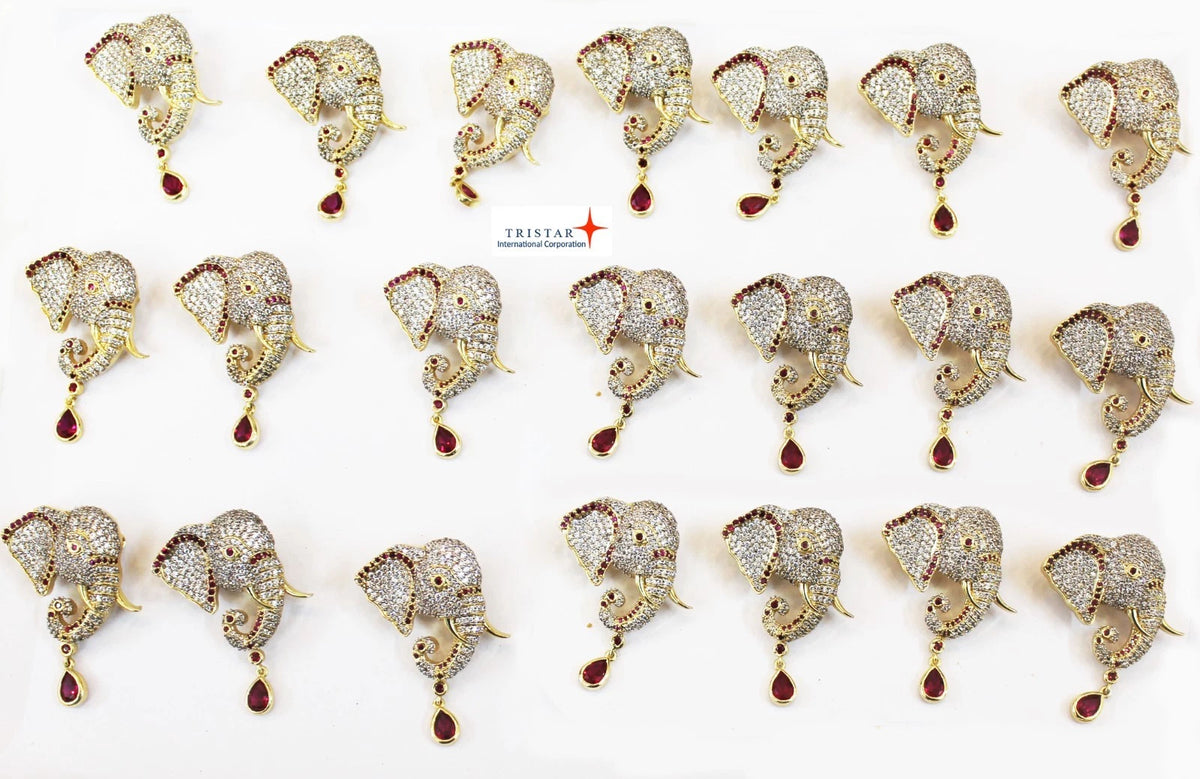 Elephant Gemstone Unisex Brooch