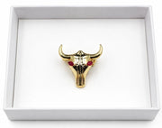 Gold Plated Bull Skull Brooch Pin