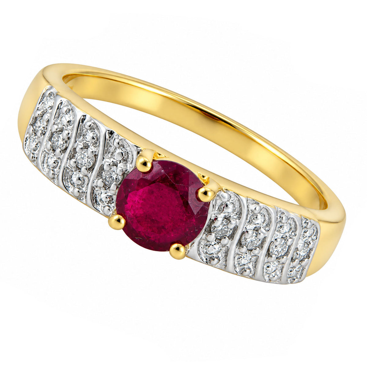 10K Gold Natural Ruby & Diamond Ring