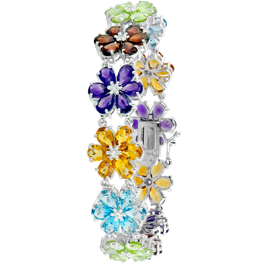 multi gemstone flower bracelet